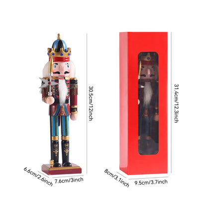 KoolShare 12-Inch Christmas Nutcracker Figurines, Set of 2 Traditional Wooden King & Soldier with Sword & Spear, Handcrafted Standing Holiday Decorations for Fireplace, Shelf, or Tabletop Display