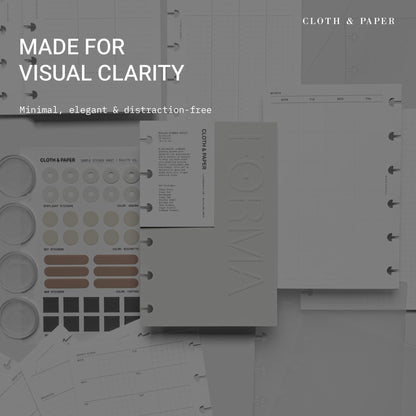 Cloth & Paper FORMA Modular Planner System – Premium Discbound CP Petite Undated Planner with Clear Discs, Covers, Dividers, Today Tab, Stickers & Inserts – Customizable Refillable Planning Organizer