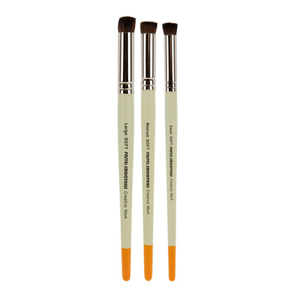 Creative Mark Pastel Smoothies Soft | Set of 3 - Paintbrush for Pastel Blending Bristle & Nylon Hair for Blending on Rough Surfaces Short Handle Lacquered Wood Handles