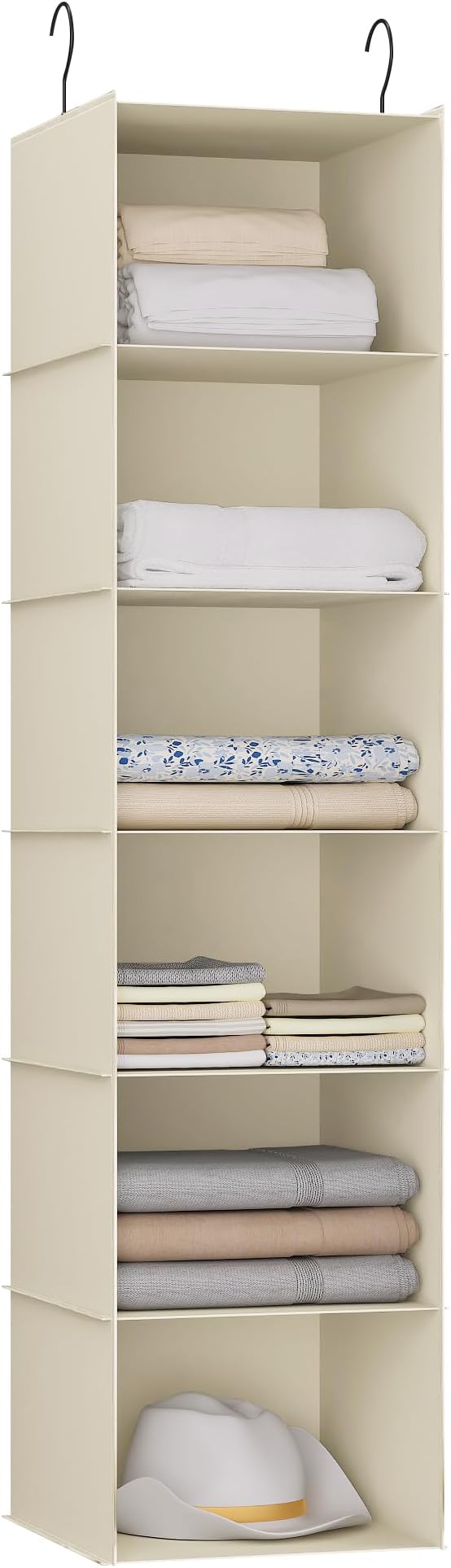 Hanging Closet Organizer, Easy Mount Foldable 6-Shelf Hanging Closet Wardrobe