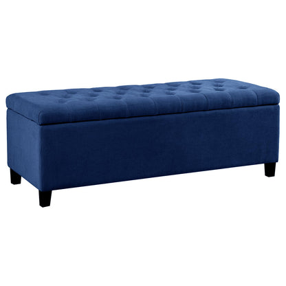Madison Park 49" Upholstered Storage Bench, Button Tufted End of Bed Bench with Storage, Dual Spring Soft-Close Lid, Bedroom Bench for Queen King Bed, Entryway Living Room, Navy