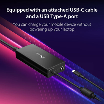 j5create USB Type C PD 100W Fast Charger for MacBook Pro, Chromebook, Laptop, Notebook, Tablet, Android, and iOS Smartphones (JUP2290)