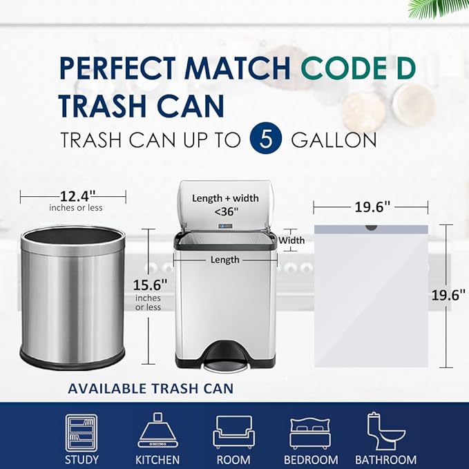 5 Gallon 80 Counts Strong Drawstring Trash Bags Garbage Bags by RayPard
