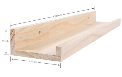 MBYD 24 Inch Floating Shelves Natural Wood Set of 3, Wall Mount Picture Ledge Wooden Wall Shelf for Home Decoration Nursery Book Shelves for Bedroom, Living Room, Office, Kitchen, 3 Same Dimensions