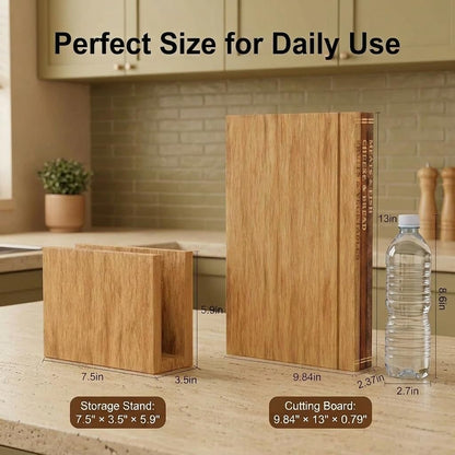 WoofWahouse Book Cutting Board Set - Food Safe, Non-Slip Chopping Boards for Kitchen Organization and Stylish Serving,Acacia Wood