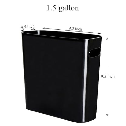 Youngever 1.5 Gallon Slim Trash Can, Plastic Garbage Container Bin, Small Trash Bin with Handles for Home Office, Living Room, Study Room, Kitchen, Bathroom (1 Pack Black)