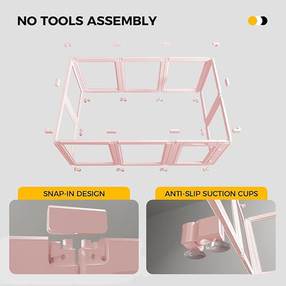 EVERFRONT Clear Acrylic Plastic Dog Playpen - Clear Dog Play Pen - Easy Assemble Acrylic Dog Playpen - Puppy Playpen, Cat Playpen, Small Animal Playpen, Dog Play Pen Indoors (Pink-30.3" H, 8PCS)