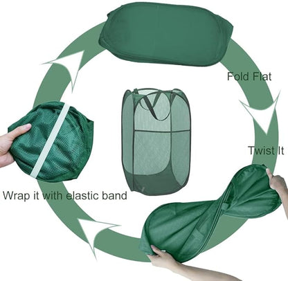 Pop Up Laundry Basket, Collapsible Mesh Laundry Hamper, Vertical Popup Hamper