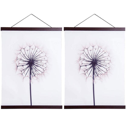 2 Pack Magnetic Poster Hanger Frame, 20x28 20x30 20x26 Light Wood Wooden Magnet Canvas Artwork Print Dowel Poster Hangers Frames Hanging Kit (Walnut, 20", 2 Packs)