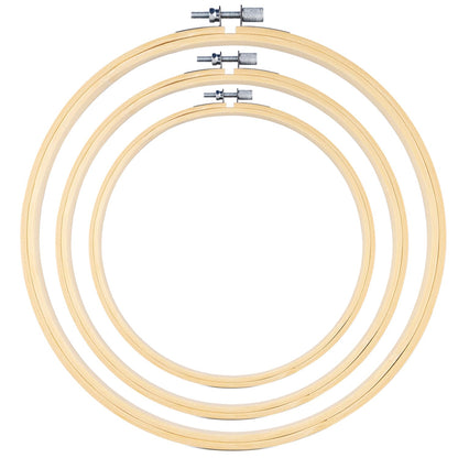 3 Pieces Embroidery Hoops, 8 inch to 12 inch Bamboo Frame Circle Cross Stitch Hoop Ring Embroidery Hoops Set for Embroidery and Cross Stitch