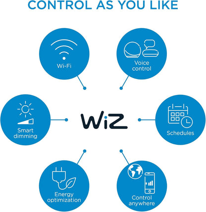 WiZ 60W A19 Tunable White LED Smart Bulb - Pack of 6 - E26- Indoor - Connects to Your Existing Wi-Fi - Control with Voice or App + Activate with Motion - Matter Compatible