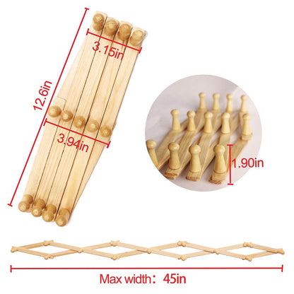 AMAPON Accordion Style Expandable Wall Wooden Coat Rack 13 Hooks (Pegs) Hang Hats Jackets Coffee Mug Purses Necklaces Towels Cap Leash Scarves Data Line Kitchenware