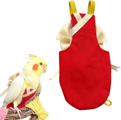 Bird Flight Suits Diapers, Parrot Flight Suits Diapers for Quaker Parakeets Cockatiels Conures Macaw African Grey, Bird Diaper, Parrot Clothes (Red B,M)