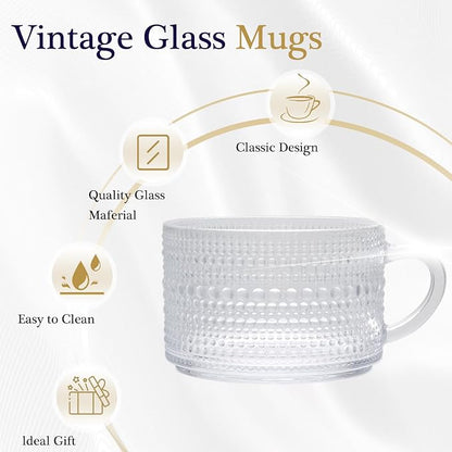 4pcs Overnight Oats Containers with Lids,Vintage Coffee Mugs gifts for women,Glass Cups with Spoons and Bamboo Lids,Great for Coffee, Overnight Oats,Juice. Excellent Choice for Gift Giving,Party