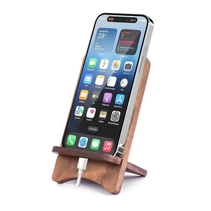 Abbolinxus Solid Wood Phone Stand, Desktop Wooden Phone Stand, Simple Phone Holder, Compatible with All Phones (Walnut Wood)