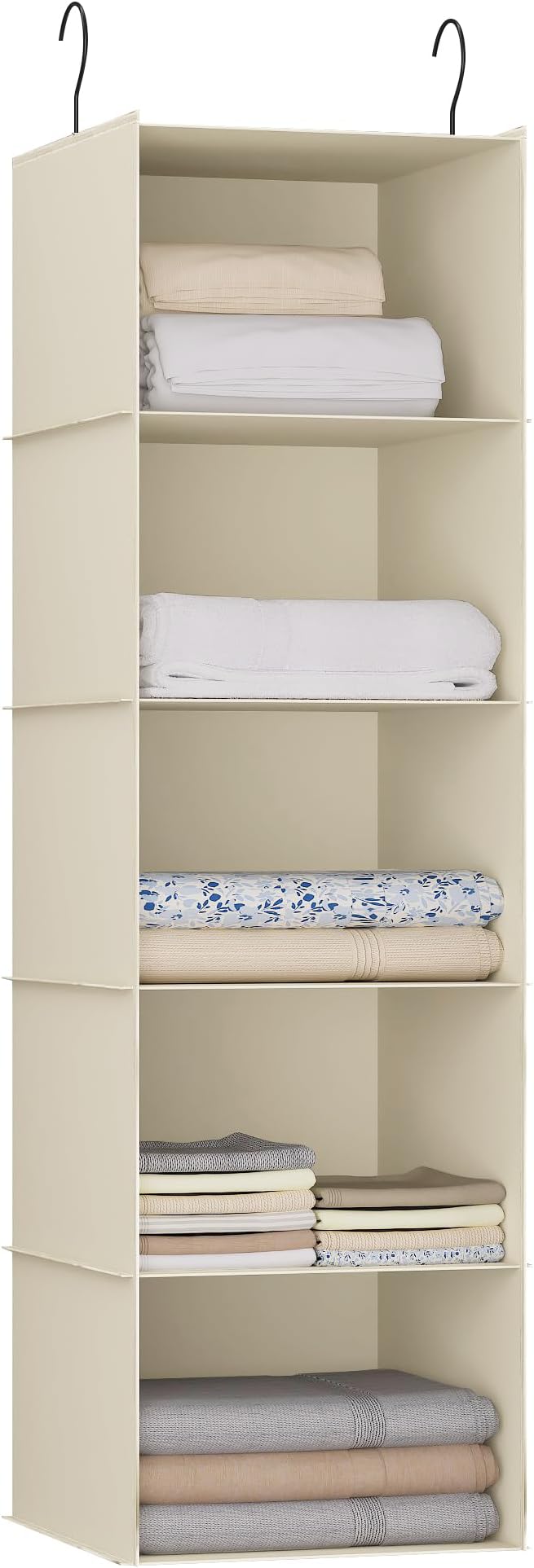 Hanging Closet Organizer, Easy Mount Foldable 5-Shelf Hanging Closet Wardrobe