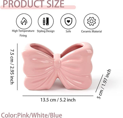 Bow Toothbrush Holder， 2-Slot Toothbrush and Toothpaste Holder Cute Toothbrush