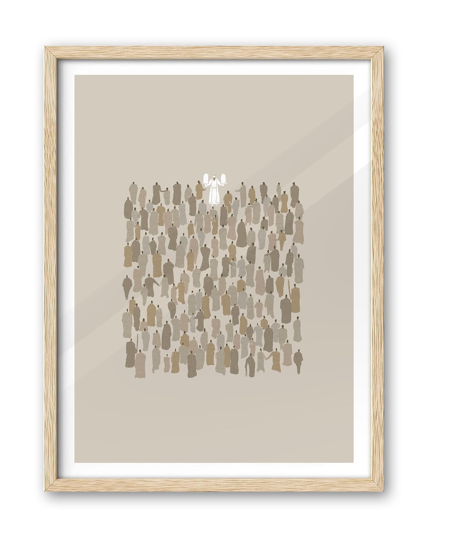 iHery Natural OAK Wood Jesus and Peter Walk on Water Framed Wall Art, 12x16 in Modern Sketch Bible Verses Canvas Art Decor, Beige Logs Boho Scripture 1Pack for Living Room Bedroom