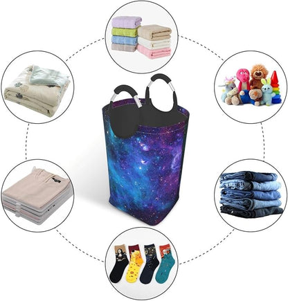 Blue Sky Laundry Basket Starry Sky Foldable Laundry Hamper Blue Galaxy