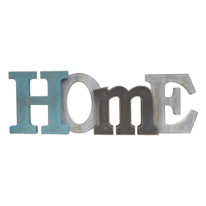 Linfevisi Wooden Home Sign Aqua Hanging Block Letters Sign Rustic Freestanding Wood Word Decor Decorative Home Table Sign Cutout Word Art Wall Decor (Home)