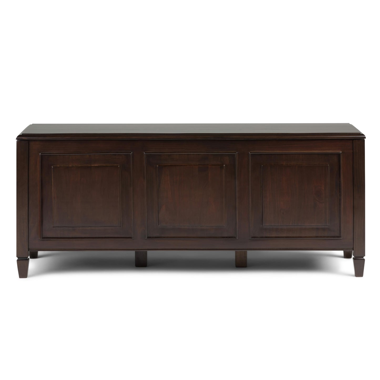 SIMPLIHOME Connaught Storage Bench - 51 inch Wide Solid Wood Trunk Bench in Dark Chestnut Brown, Traditional Bench for Entryway with Lift-Up Lid and 3 Hidden Compartments