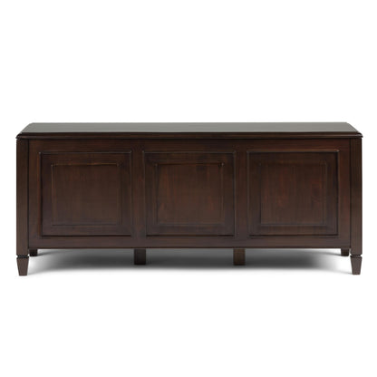 SIMPLIHOME Connaught Storage Bench - 51 inch Wide Solid Wood Trunk Bench in Dark Chestnut Brown, Traditional Bench for Entryway with Lift-Up Lid and 3 Hidden Compartments