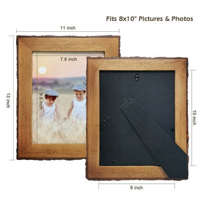 Eosglac 8x10 Live Edge Picture Frames, Rustic Wooden Photo Frame Farmhouse Decor for Tabletop or Wall Display, Natural Brown
