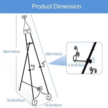 1 PC Black Easel Stand for Sign, Metal Sign Holder, Adjustable Wedding Sign Stand with Chain Support, Sign Holder for Display, Party Painting.