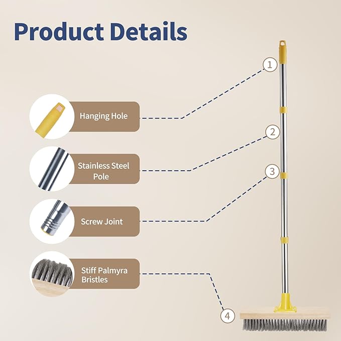 Stainless Steel Deck Brushes for Scrubbing Heavy Duty, Metal Stiff Wire