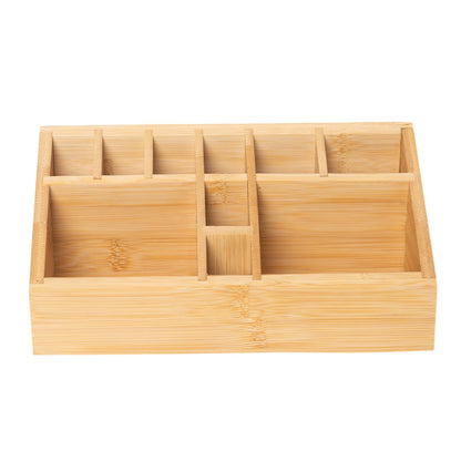 Ninebendstreams Bamboo Art Supply Organizer, Pen Holder Wooden Desktop Storage for Artists, Office Supplies, Makeup Brushes,Minimalist Desk Accessory for Home Studio, Classroom or Vanity