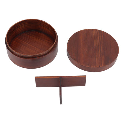 Niiyen Lunch Box Wood Bento Box Round Food Container Snack Organizer Single Level Wooden Storage Box For Office Home Camping Picnic