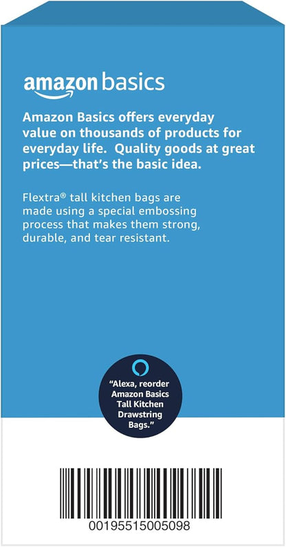 Amazon Basics Flextra Tall Kitchen Drawstring Trash Bags, 13 Gallon,