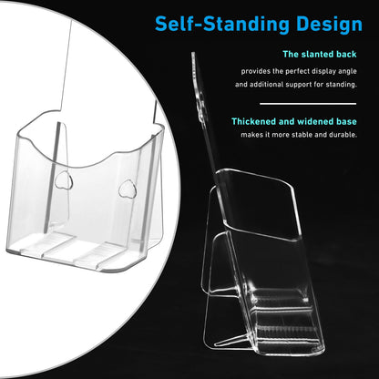 xydstay Acrylic Brochure Holder 4x9 Inches and 8.5x11 Inches combination set (2 Packs of Each Size),Pamphlet Holder Flyer Holder,Display Stand,Table Signs Plastic Paper Holder for Office, Home, Store