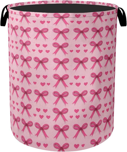 Pink Bow Laundry Hamper