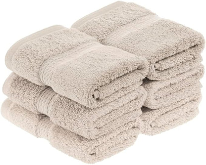 Superior Egyptian Cotton Pile Face Towel/Washcloth Set of 6, Ultra Soft Luxury