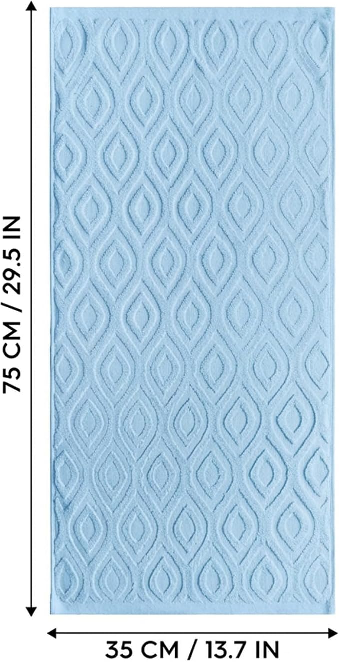 Artoid Mode 2 Pcs Light Blue 3D Diamond Grid Jacquard Hand Towels