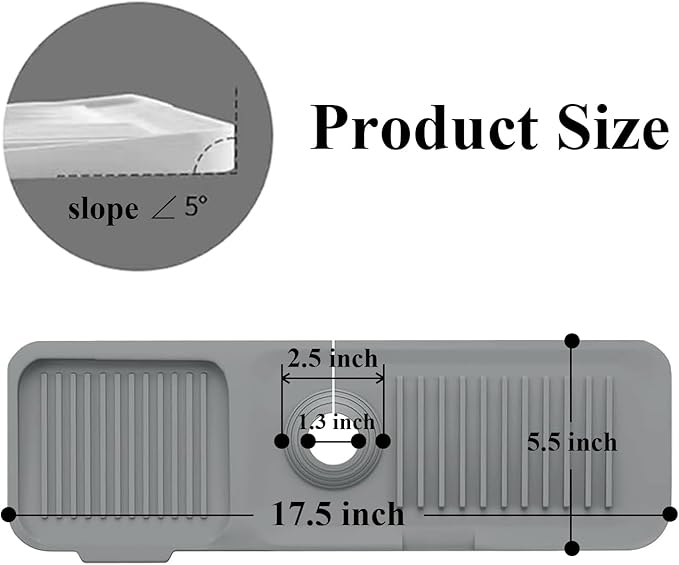 Kitchen Sink Splash Guard, Silicone Faucet Handle Drip Catcher Tray, Fit