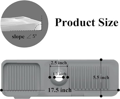 Kitchen Sink Splash Guard, Silicone Faucet Handle Drip Catcher Tray, Fit