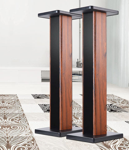 bimiti Speaker Stands Wood Grain 28 Inch Universal Floor Speaker Stands Pair Heavy Duty Surround Sound Speaker Monitor Stand for Home Theater with Sand Filling Tuning Function - 1 Pair