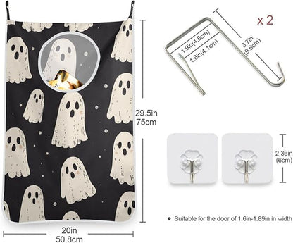 Cute Halloween Ghost Black Hanging Laundry Hamper Door Hampers Bag Basket