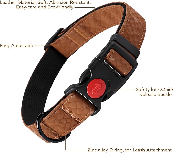 Soft Leather 4ft Dog Collar and Leash Set,Stylish 4ft PU Leather Dog Training Leash, Adjustable Durable Pet Collars with Quick Release Buckle for Large Dogs,Medium Dogs,Terracotta (terracotta, 4 feet)