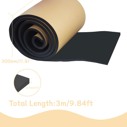 Qiveno Sponge Neoprene with Adhesive Foam Rubber Sheet, 1/2 "T x 12" W x 118" L for Weatherproofing,Gasket Seals, Crafts,Soundproof Padding, Vibration Dampening, Aquarium Leveling Mat