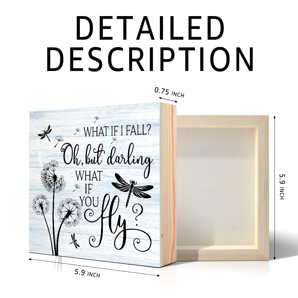 PUVOXHO But Darling What If You Fly Wooden Sign Desk Decor for Home Office Farmhouse Bedroom, Yoga Spa Room Decor, Inspirational Gifts for Women Boss Leader Supervisor Coworkers Family Friend BFF