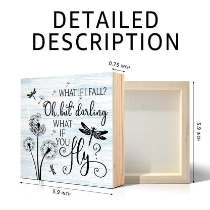 PUVOXHO But Darling What If You Fly Wooden Sign Desk Decor for Home Office Farmhouse Bedroom, Yoga Spa Room Decor, Inspirational Gifts for Women Boss Leader Supervisor Coworkers Family Friend BFF