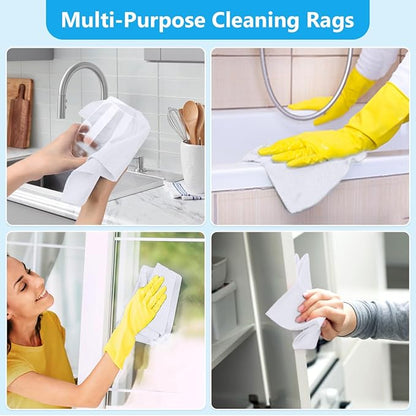 GLIMGLINT White Microfiber Cleaning Cloth, 100 Pack Cleaning Rags, Ultra