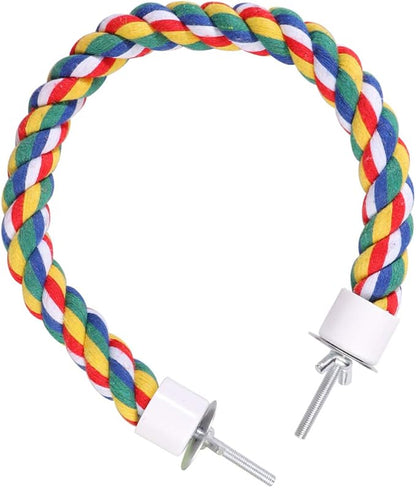 UKCOCO Bird Rope Perch - Comfy Perches for Bird Cages Natural Parrot Cotton Rope, Bungee Perch Pet Chewing Toy for Parrots Playing, Chewing or Preening (60cm/23 Inch)