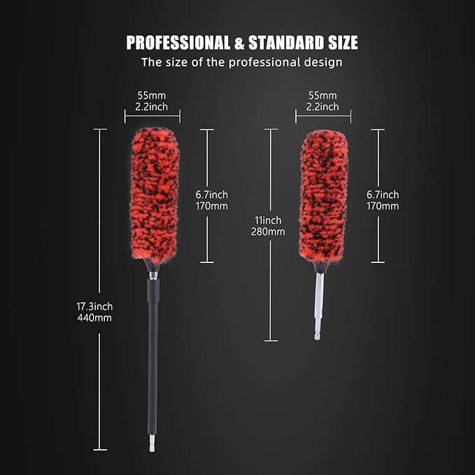 SPTA 1 Pc Soft Microfiber Extended Reach Rim Drill Wheel Brush, Microfibre