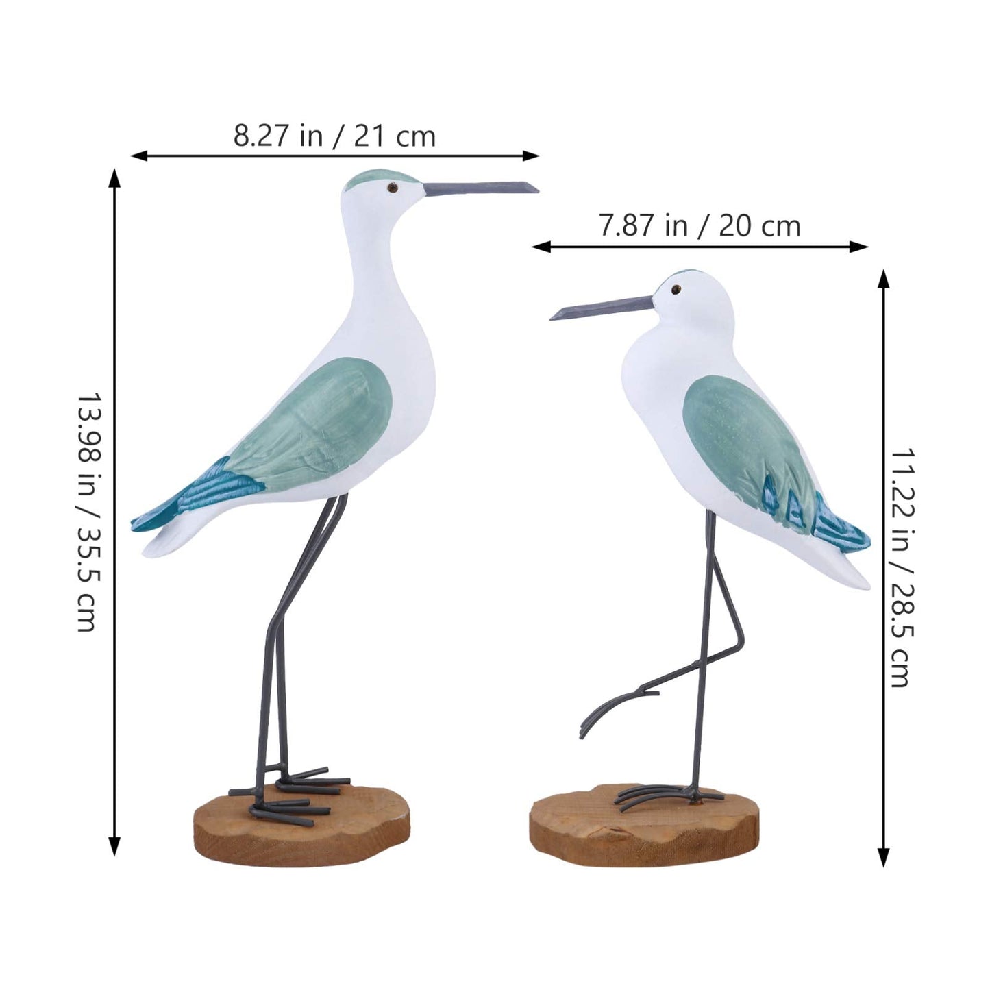 Sewroro 2pcs Wooden Seagull Statues, Wooden Seagull Figurine Bird Statues Simulation Sea Bird Figurines for Home Table Centerpiece