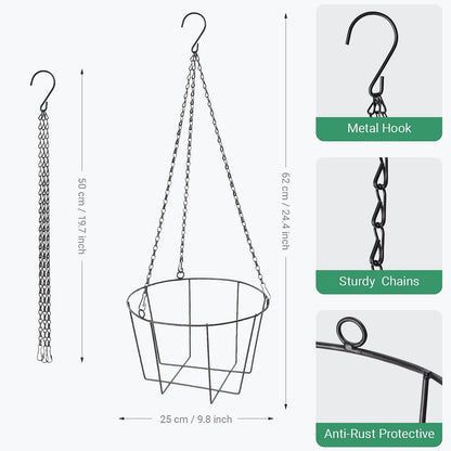 ZYUXUAN Metal & Macrame Plant Hanger Indoor/Outdoor Use – Heavy Duty Hanging Planter Holder with Basket for Ceiling, Window, Patio – Decorative Hanging Pot Tray for Plants(12 Inch, 2-Pack)