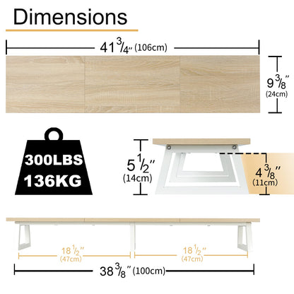 TEAMIX 42 inch + 14.2 inch Dual Monitor Riser for Desk Small Monitor Stand TV/Screen/PC/Laptop Riser Computer Stand Desktop Shelf.